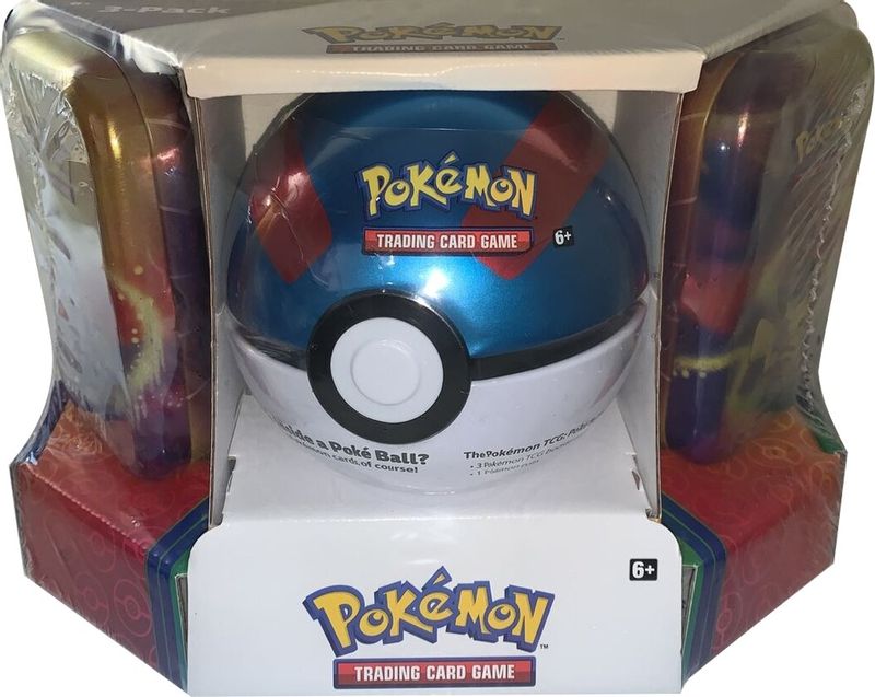 Pokemon - Poke Ball Tin + 2 Kanto Power Mini Tins - Great Ball