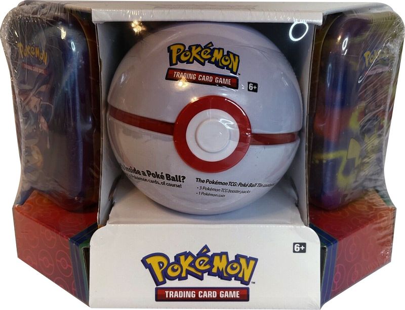 Pokemon - Poke Ball Tin + 2 Kanto Power Mini Tins - Premier Ball