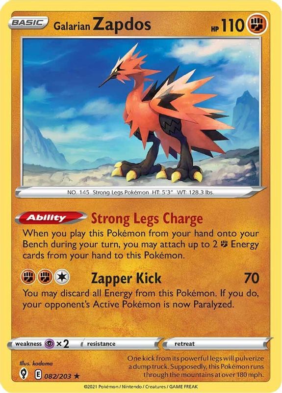 Galarian Zapdos - 082/203 - Holo Rare