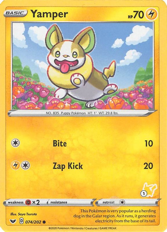 Yamper - 074/202 (#1 Pikachu Stamped) - 074/202 - Promo