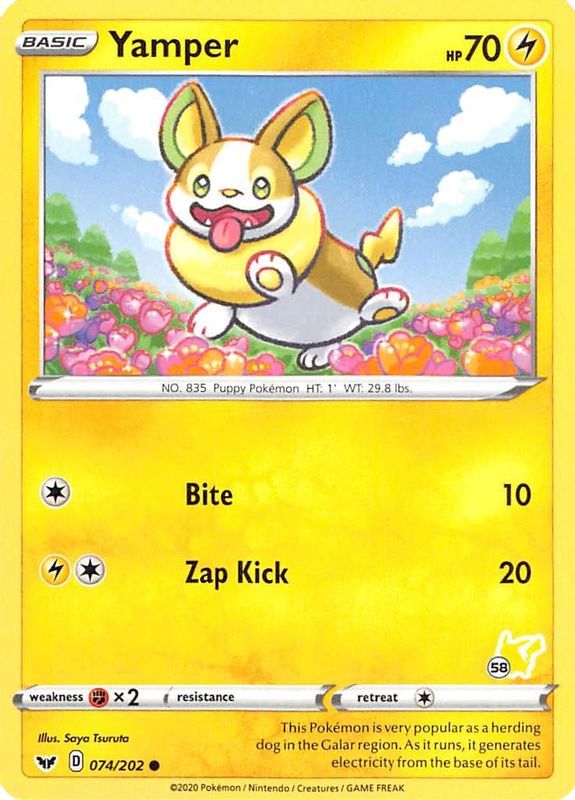 Yamper - 074/202 (#58 Pikachu Stamped) - 074/202 - Promo