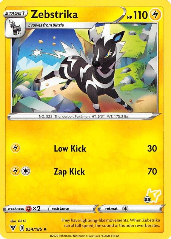 Zebstrika - 054/185 (#25 Pikachu Stamped) - 054/185 - Promo