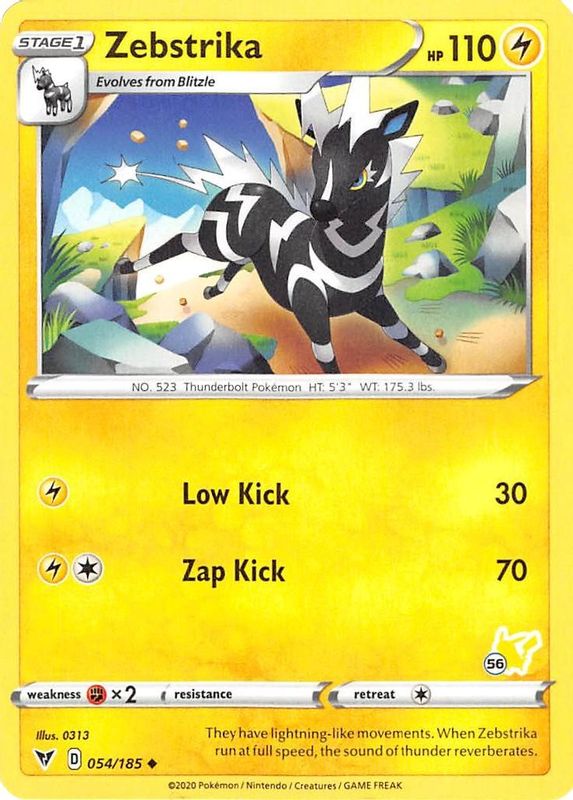 Zebstrika - 054/185 (#56 Pikachu Stamped) - 054/185 - Promo