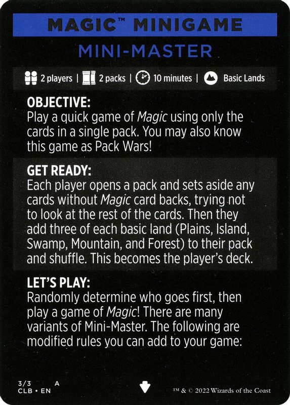 Magic Minigame: Mini-Master - 3 - Special