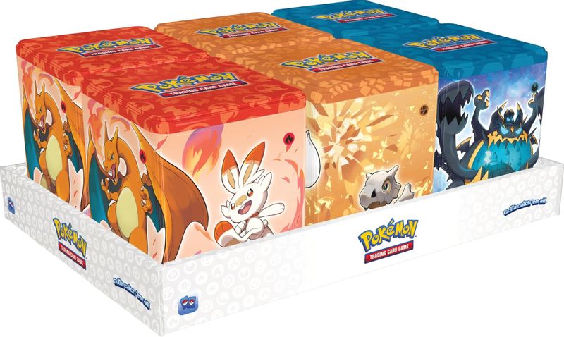 Pokemon Stacking Tins: Fighting-Fire-Darkness Display