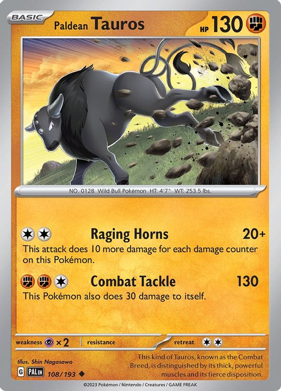 Paldean Tauros - 108/193 - 108/193 - Uncommon