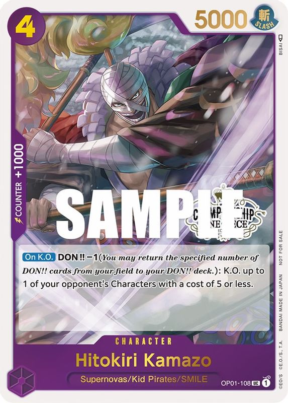 Hitokiri Kamazo (Store Championship Participation Pack) - OP01-108 - Promo