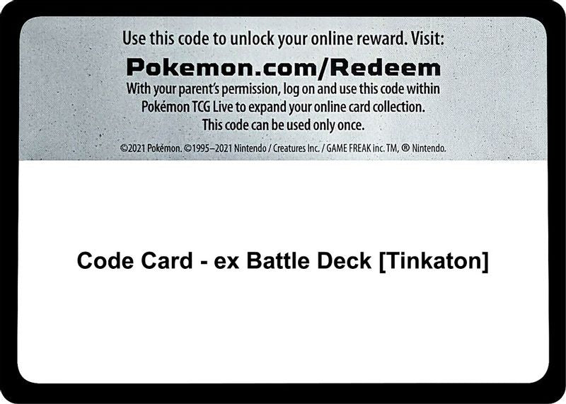 Code Card - ex Battle Deck [Tinkaton] - Code Card