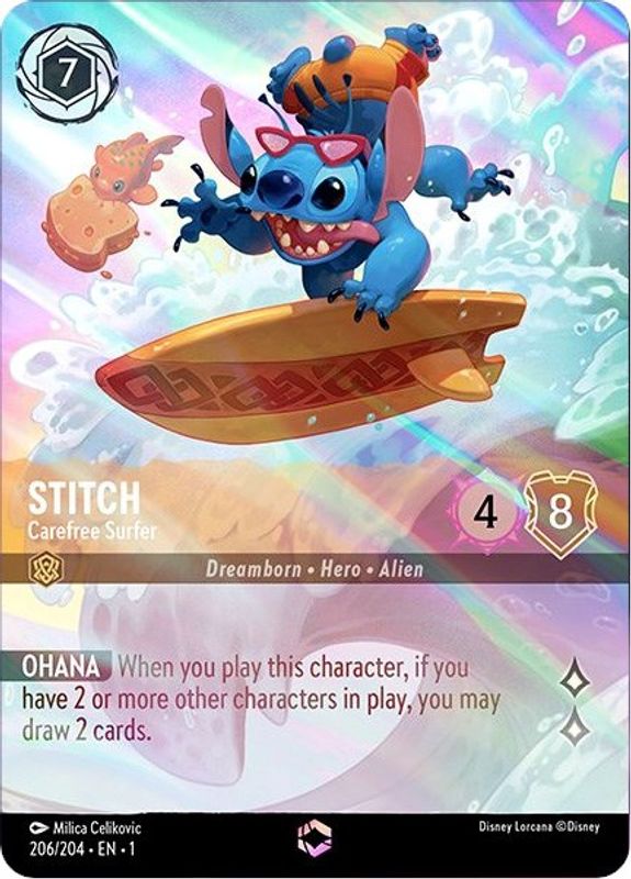 Stitch - Carefree Surfer (Alternate Art) - 206/204 - Enchanted