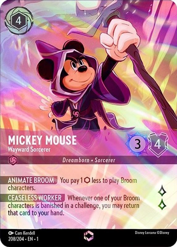 Mickey Mouse - Wayward Sorcerer (Alternate Art) - 208/204 - Enchanted