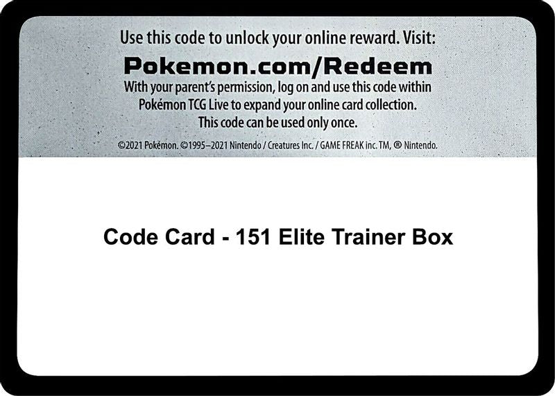 Code Card -151 Elite Trainer Box - Code Card