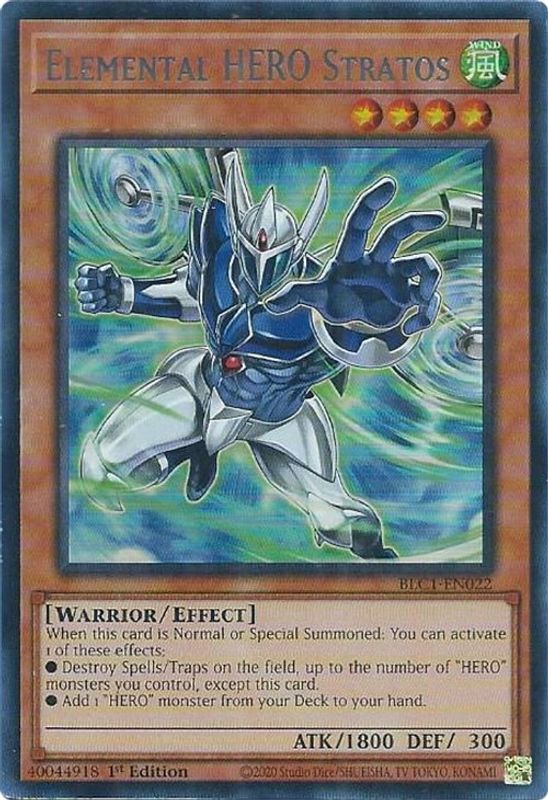 Elemental HERO Stratos (Alternate Art) (Silver) - BLC1-EN022 - Ultra Rare