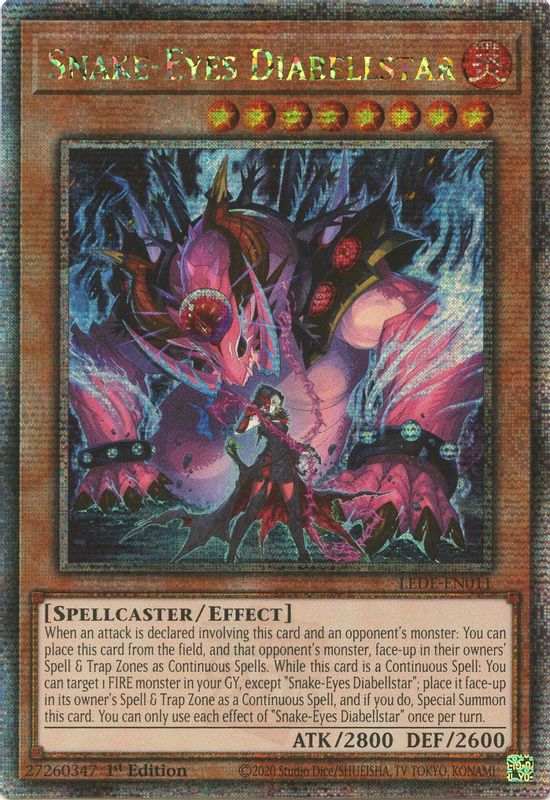 Snake-Eyes Diabellstar (Quarter Century Secret Rare) - LEDE-EN011 - Quarter Century Secret Rare