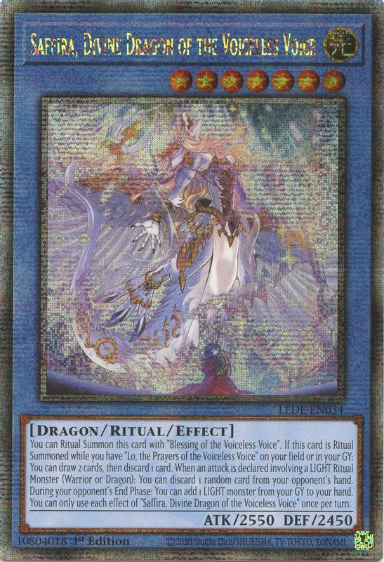 Saffira, Divine Dragon of the Voiceless Voice (Quarter Century Secret Rare) - LEDE-EN034 - Quarter Century Secret Rare