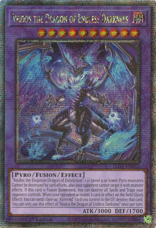 Veidos the Dragon of Endless Darkness (Quarter Century Secret Rare) - LEDE-EN092 - Quarter Century Secret Rare