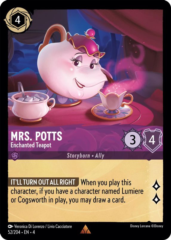 Mrs. Potts - Enchanted Teapot - 52/204 - Rare