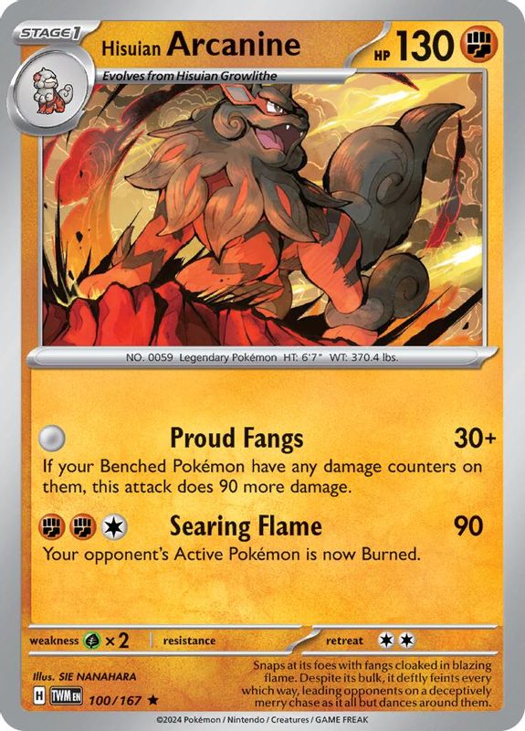 Hisuian Arcanine - 100/167 - Rare