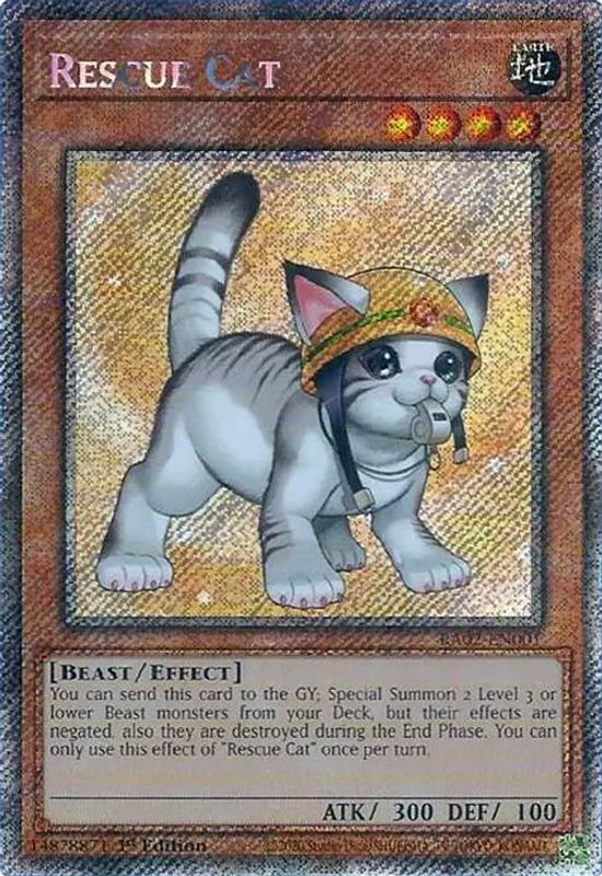 Rescue Cat (Alternate Art) (Platinum Secret Rare) - RA02-EN001 - Platinum Secret Rare