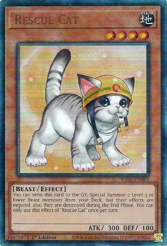 Rescue Cat (Alternate Art) (PUR) - RA02-EN001 - Prismatic Ultimate Rare