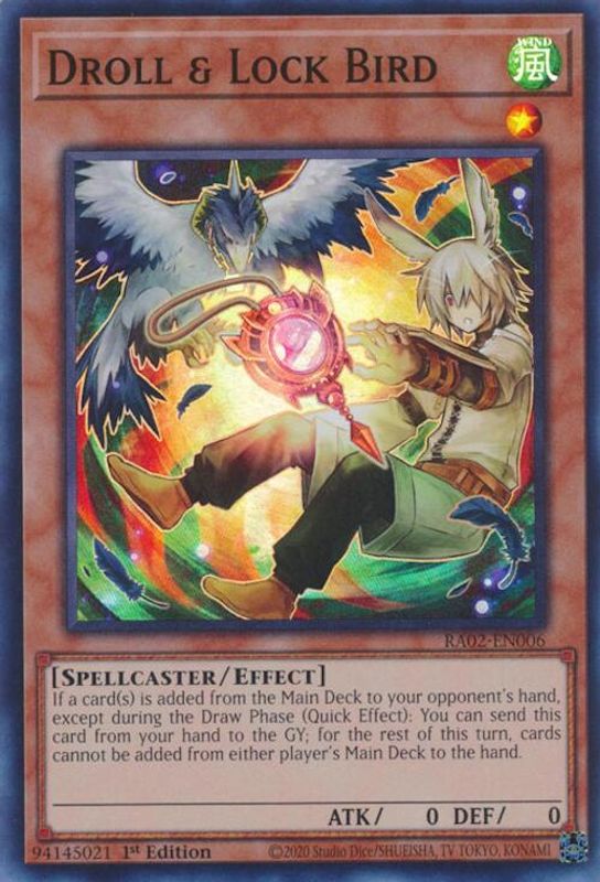 Droll & Lock Bird (Alternate Art) - RA02-EN006 - Super Rare