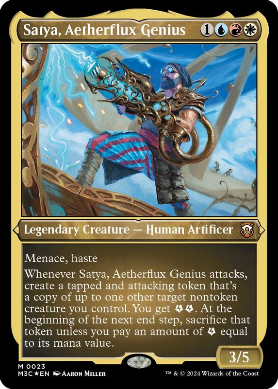 Satya, Aetherflux Genius (Foil Etched) - 23 - Mythic