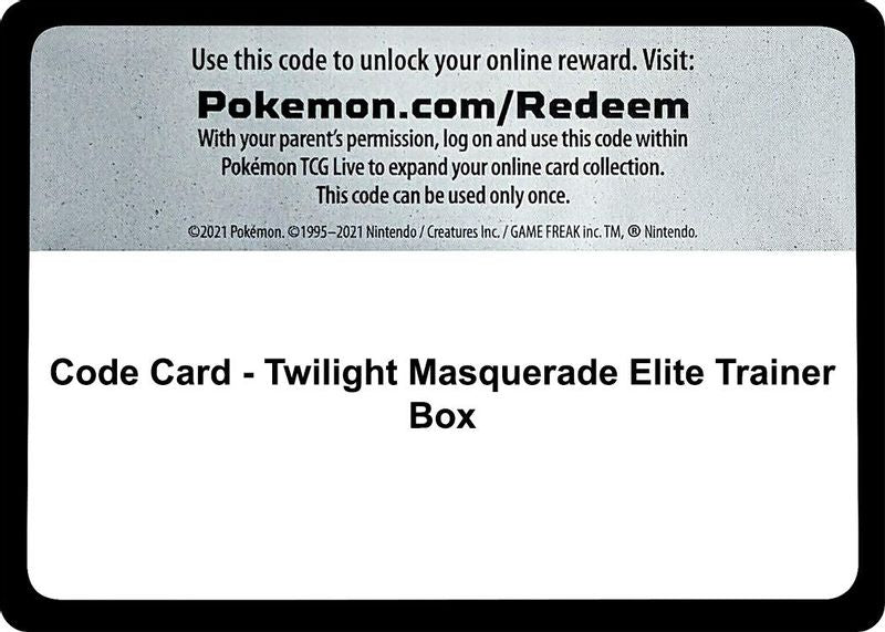 Code Card - Twilight Masquerade Elite Trainer Box - Code Card