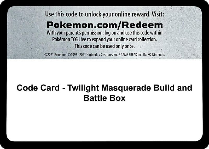 Code Card - Twilight Masquerade Build and Battle Box - Code Card