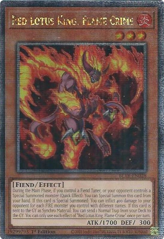 Red Lotus King, Flame Crime (Quarter Century Secret Rare) - BLTR-EN028 - Quarter Century Secret Rare