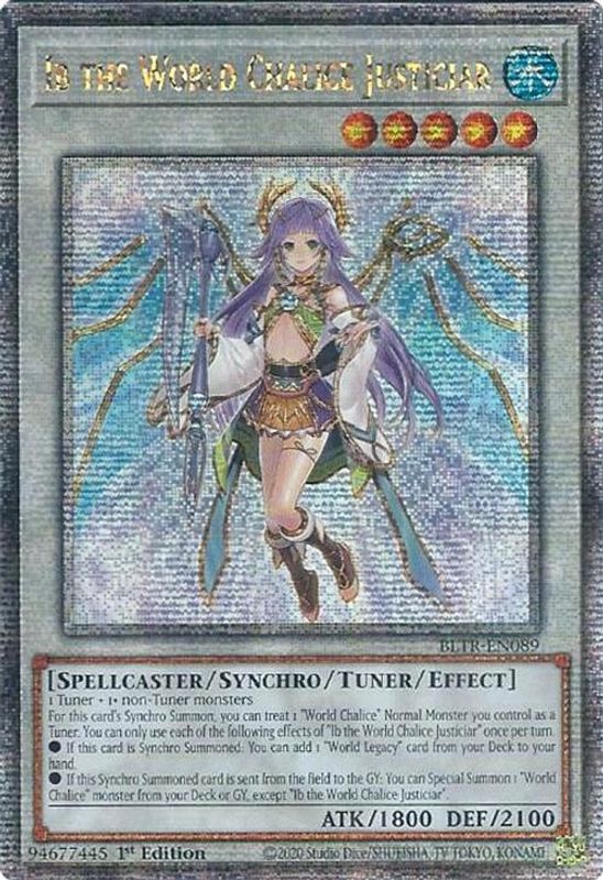 Ib the World Chalice Justiciar (Quarter Century Secret Rare) - BLTR-EN089 - Quarter Century Secret Rare