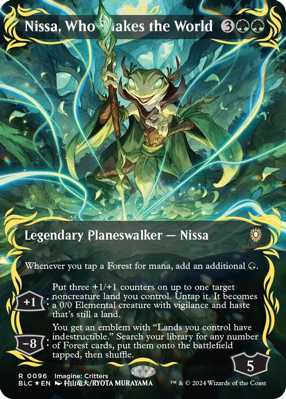 Nissa, Who Shakes the World (Borderless) (Raised Foil) - 96 - Rare