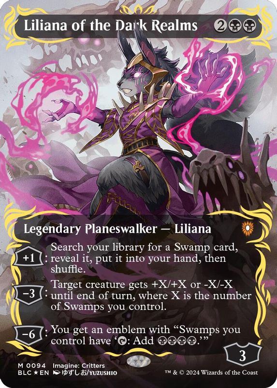 Liliana of the Dark Realms (Borderless) (Raised Foil) - 94 - Mythic