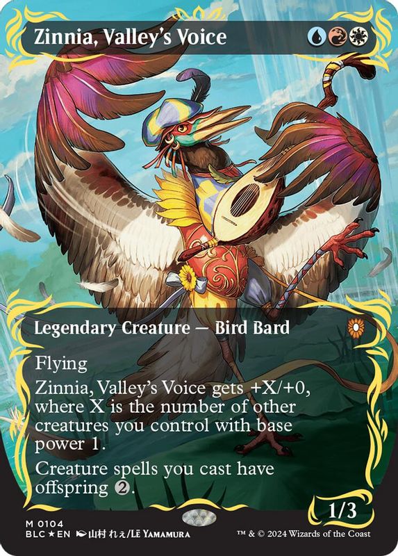 Zinnia, Valley's Voice (Borderless) (Raised Foil) - 104 - Mythic