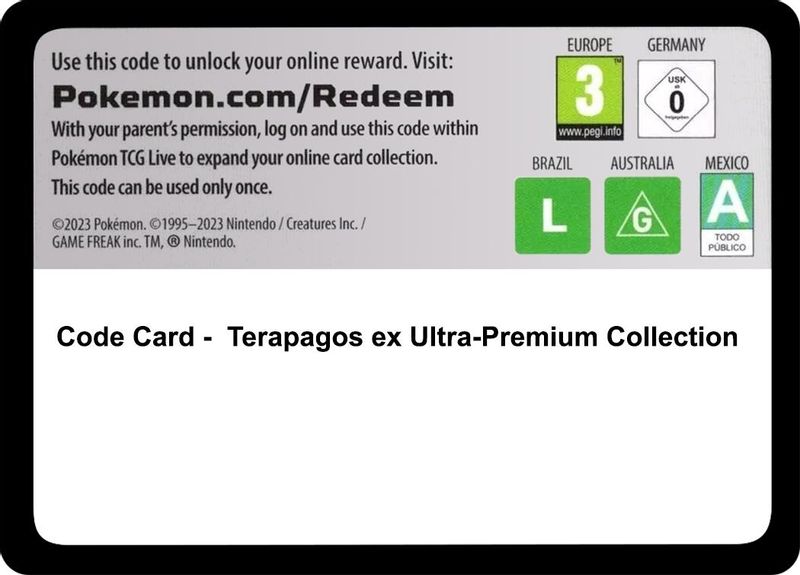 Code Card - Terapagos ex Ultra-Premium Collection - Code Card