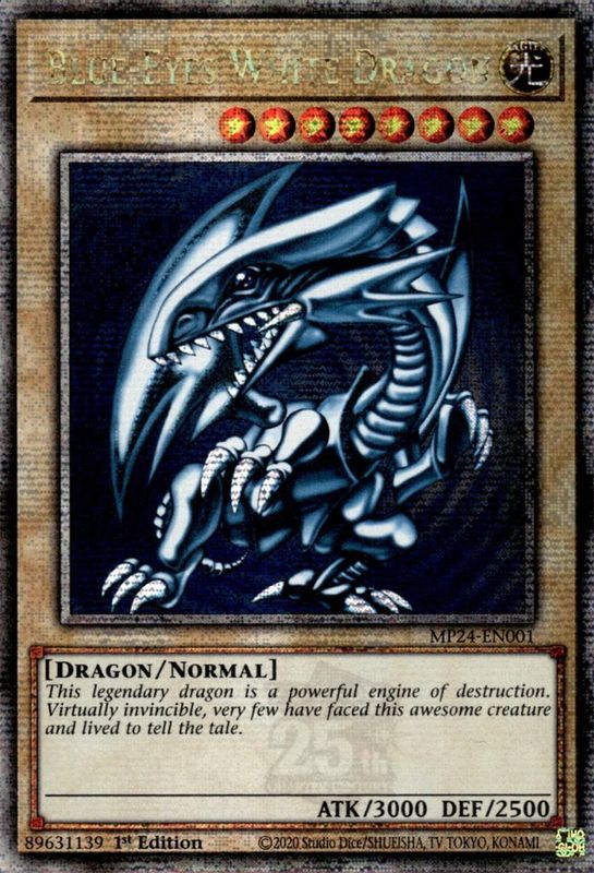 Blue-Eyes White Dragon (Quarter Century Secret Rare) - MP24-EN001 - Quarter Century Secret Rare