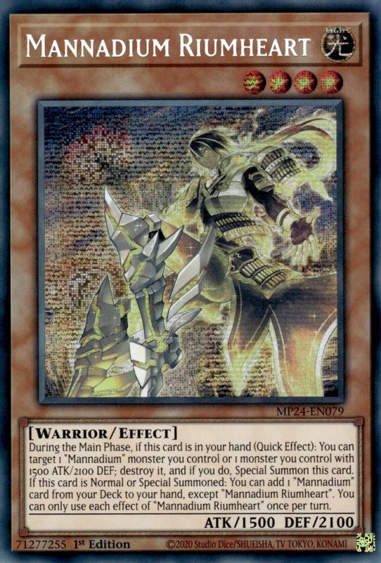 Mannadium Riumheart - MP24-EN079 - Prismatic Secret Rare