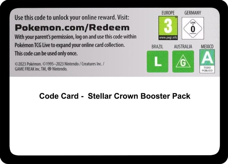 Code Card - Stellar Crown Booster Pack - Code Card