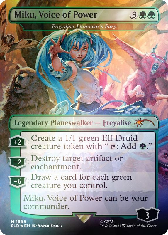 Miku, Voice of Power - Freyalise, Llanowar's Fury (Rainbow Foil) - 1598 - Rare