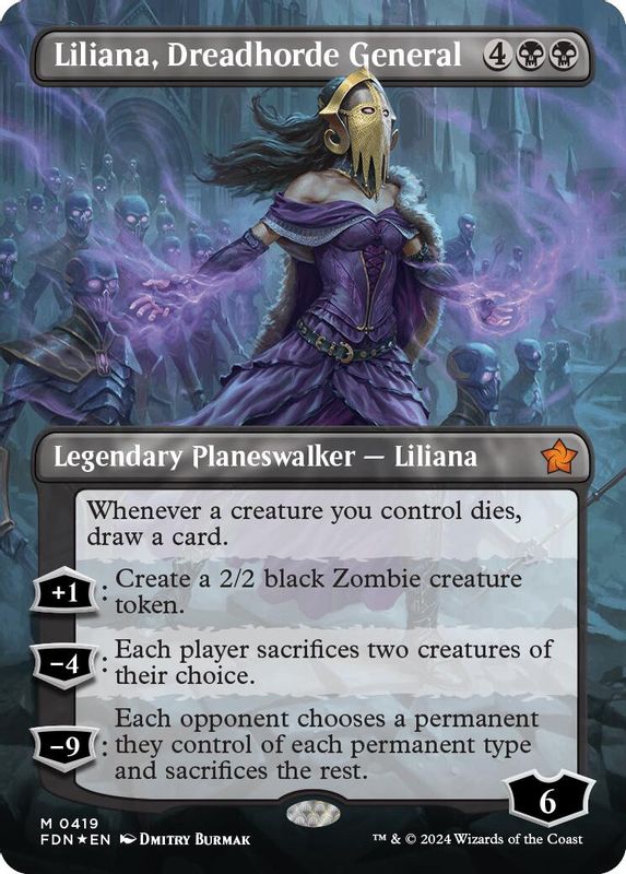 Liliana, Dreadhorde General (Borderless) (Mana Foil) - 419 - Mythic