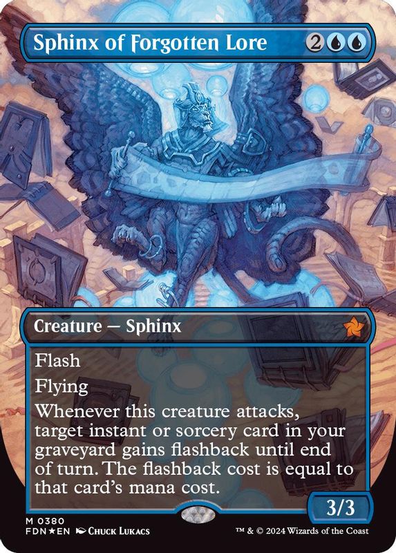 Sphinx of Forgotten Lore (Borderless) (Mana Foil) - 380 - Mythic