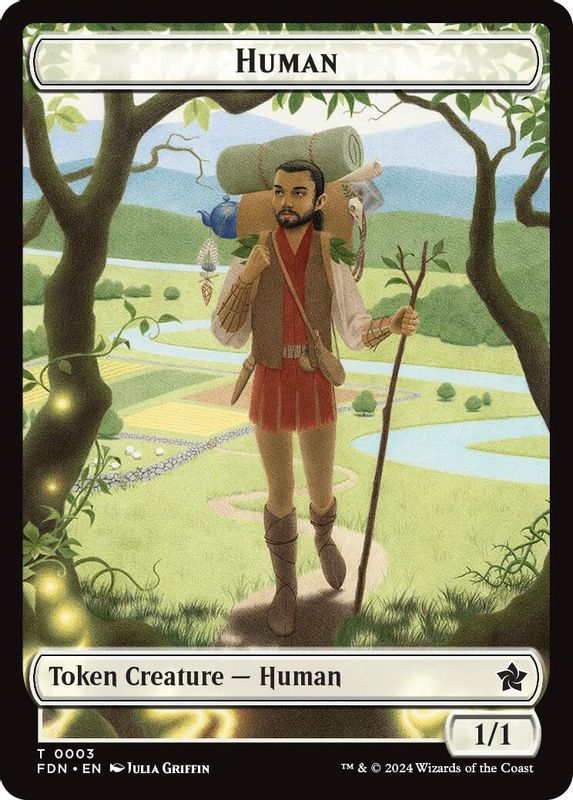 Human // Knight Double-Sided Token - 3 // 4 - Token