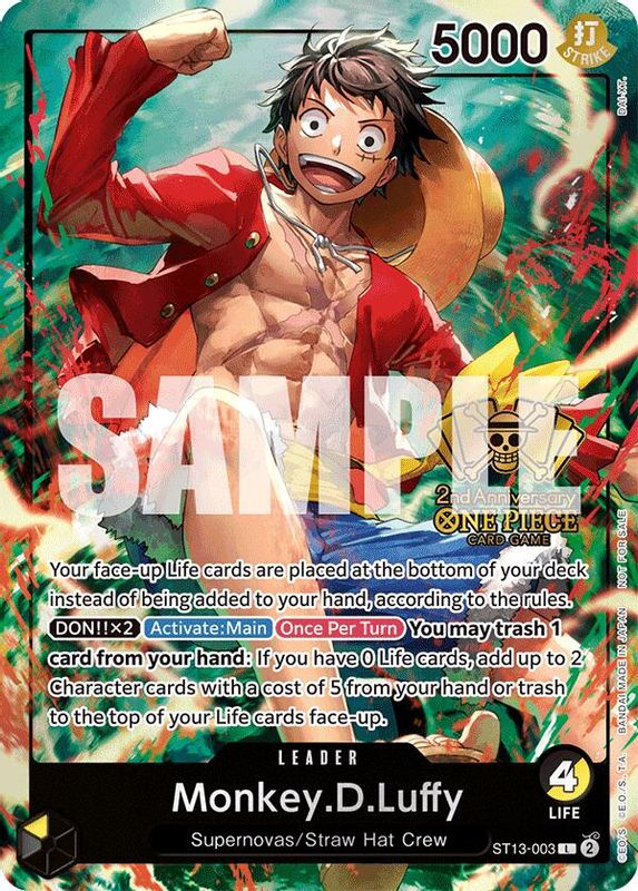 Monkey.D.Luffy (2nd Anniversary Tournament) - ST13-003 - Leader