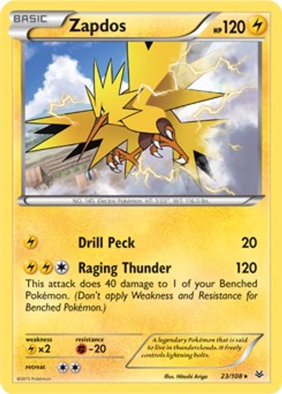 Zapdos - 23/108 (XY Roaring Skies) - 023/108 - Holo Rare