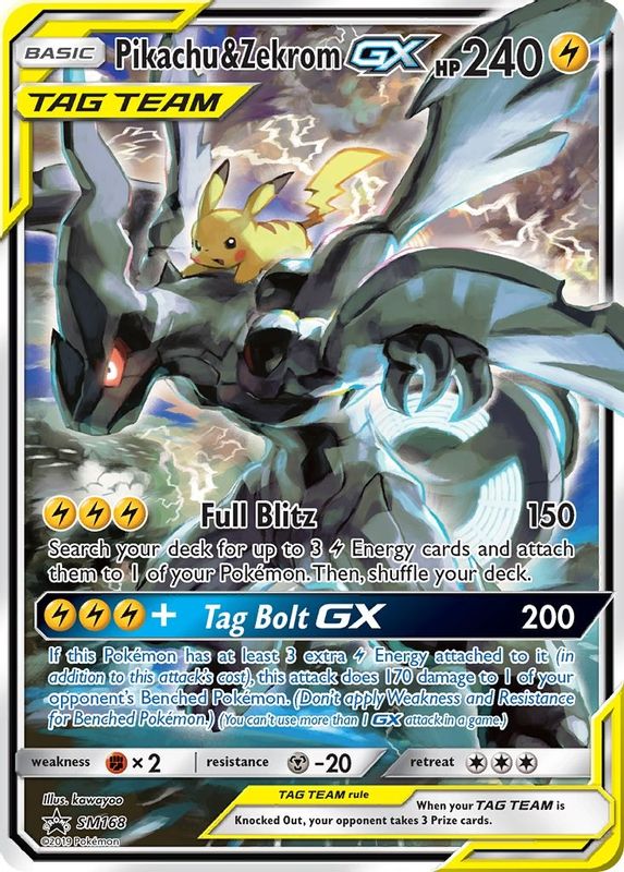 Pikachu & Zekrom GX - SM168 - Promo