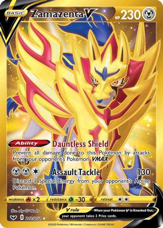 Zamazenta V (Secret) - 212/202 - Secret Rare