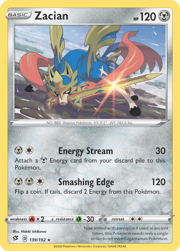 Zacian - 139/192 (Cracked Ice Holo) - 139/192 - Holo Rare