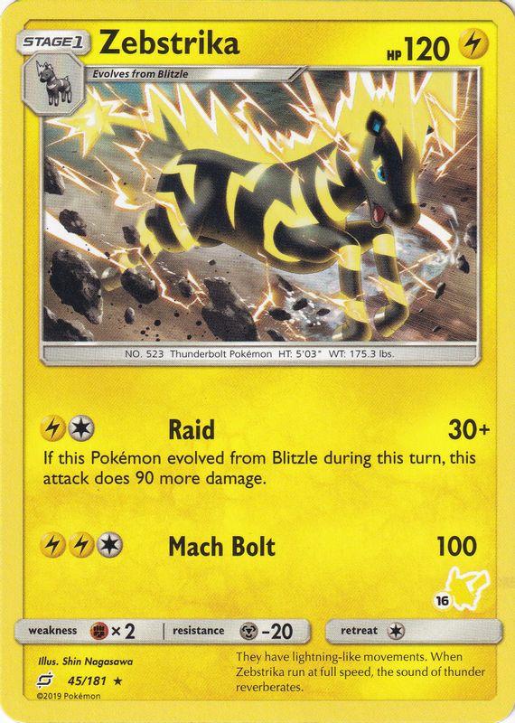 Zebstrika - 45/181 (#16 Pikachu Stamped) - 045/181 - Promo