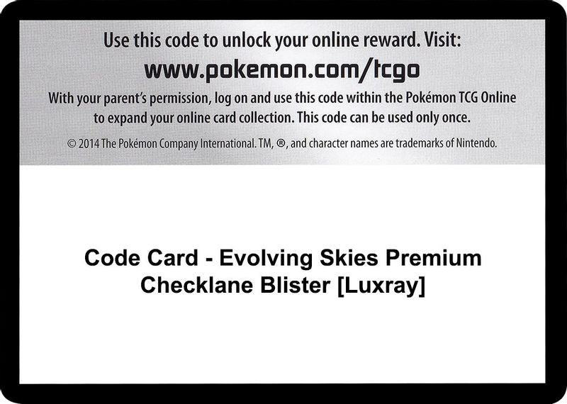 Code Card - Evolving Skies Premium Checklane Blister [Luxray] - Code Card