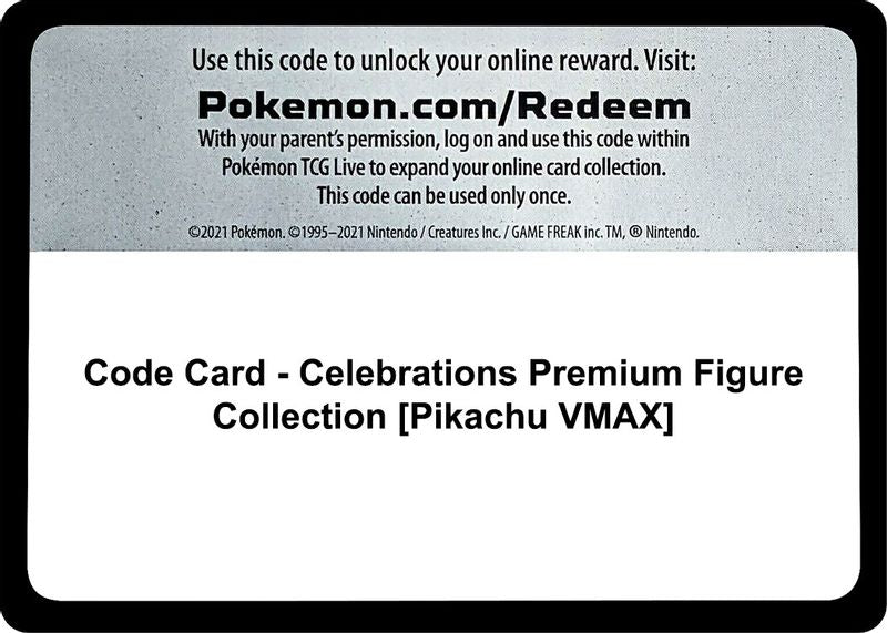 Code Card - Celebrations Premium Figure Collection [Pikachu VMAX] - Code Card