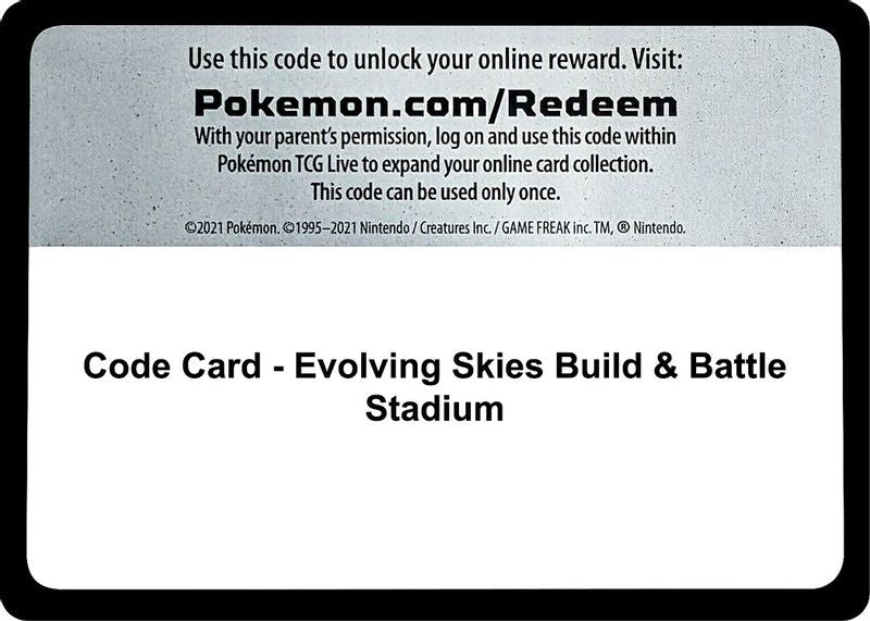 Code Card - Evolving Skies Build & Battle Stadium - Code Card