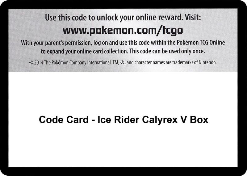 Code Card - Ice Rider Calyrex V Box - Code Card